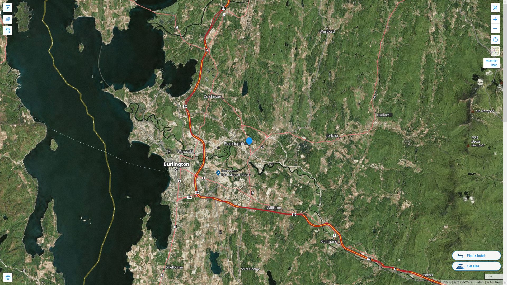 Essex Junction Vermont Highway and Road Map with Satellite View